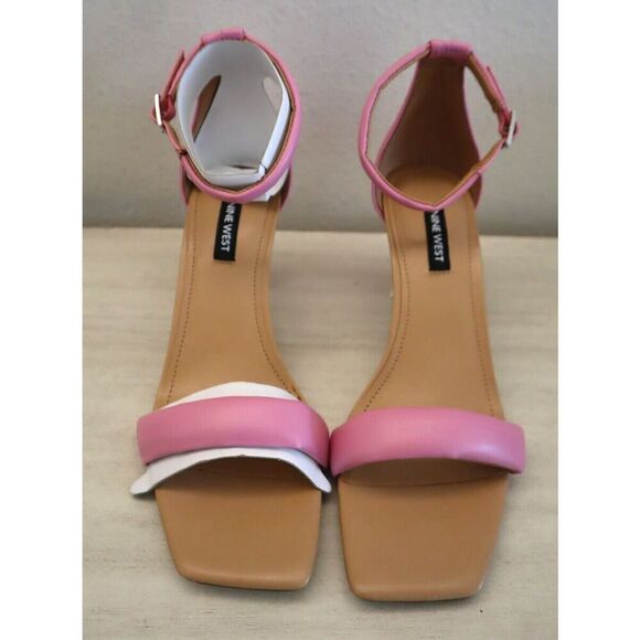 Nine West Women's Sz 7.5M Medium Pink Paxx 3 PU Leather Strappy Dress Sandal SIB - Picture 8 of 9